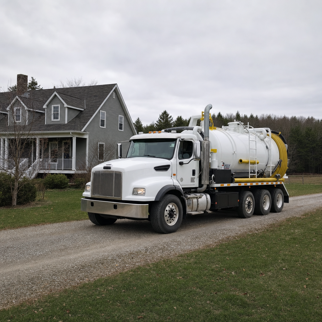 Septic vacuum truck arriving at a Orem home for same-day emergency service