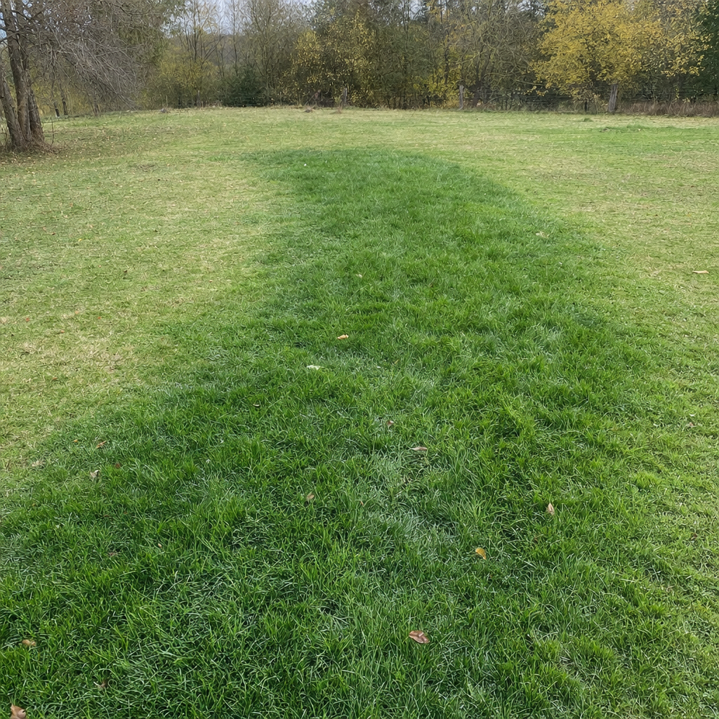 A soggy, unusually green patch of lawn over the drain field of a Orem home, a sign the septic tank needs pumping